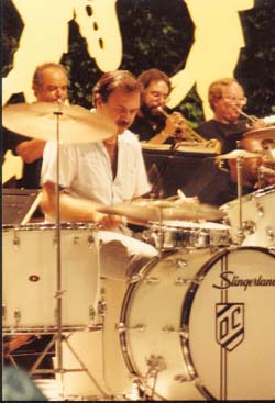 Dick playing the drums.